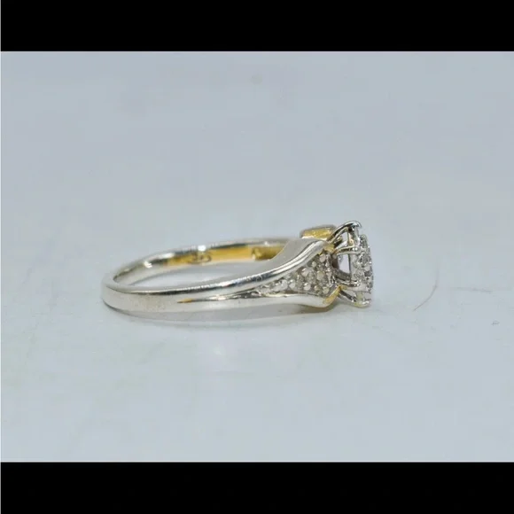 14k Gold - Silver Fill- Engagement Promise Ring - 1/10 CT White Diamond - Size 7 - Picture 8 of 15
